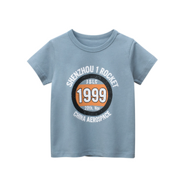 Boys Basic Round Neck Short Sleeve Letter Pattern T-Shirt