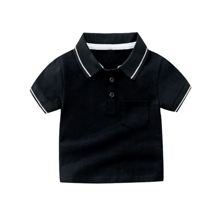 Kids Boys Basic Lapel Short Sleeve Stripe Color Blocking Casual T-Shirt