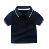 Kids Boys Basic Lapel Short Sleeve Stripe Color Blocking Casual T-Shirt