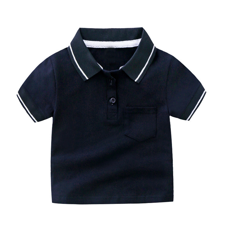 Kids Boys Basic Lapel Short Sleeve Stripe Color Blocking Casual T-Shirt