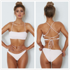 Women Sexy Solid Color Basic Spaghetti Strap Bandage Bikini Swimwear