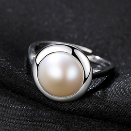 Luxury 10-10.5mm Freshwater Pearl Women Sterling Silver Ring
