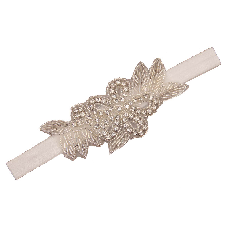 Baby Girls Lace Crystal Leaves Pattern Birthday Party Headbands