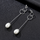 Simple Long Length Design Women Sterling Silver Natural Pearl Earrings