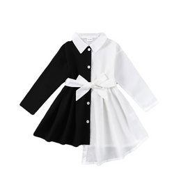 Children Kids Toddlers Fashion Girls Splicing Irregular Shirt Princess Dress