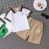 Children Kids Baby Fashion Boys Short Sleeve Embroidered Letters Polo T-Shirt And Shorts 2pcs Set