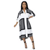 Women Autumn Casual Plus Size Color Blocking Plaidprint Long Sleeve Loose Shirt Dress