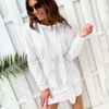 Women Fashion Solid Color Hooded Long Sleeve Dress