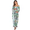 Women Fashion Leaf Printed Off-The-Shoulder Maternity Dress