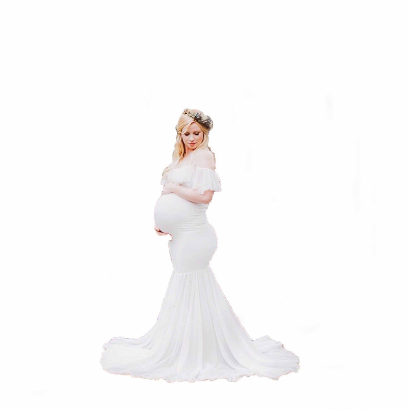 Women Fashion Solid Color Strap Ruffled Maternity Dresses