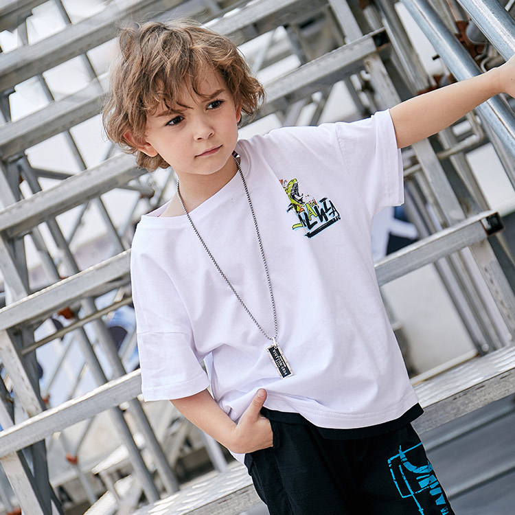 Boy Fashion Dinosaur Print Short Sleeve T-Shirt