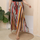 Plus-Size Women Color Blocking Stripe Pattern High-Slit Wide-Leg Casual Vacation Pants