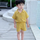 Children Kids Baby Fashion Boys Solid Color Lapel Shirt And Shorts 2pcs Set