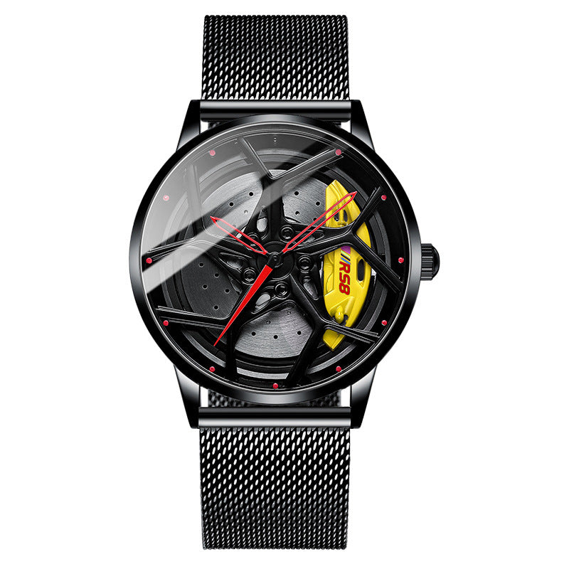 Men's Stereo Brake Skeleton Dial Sports Car Modified Watch