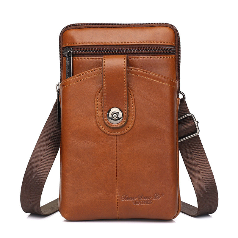 Vintage Leather Mini Messenger Phone Bag