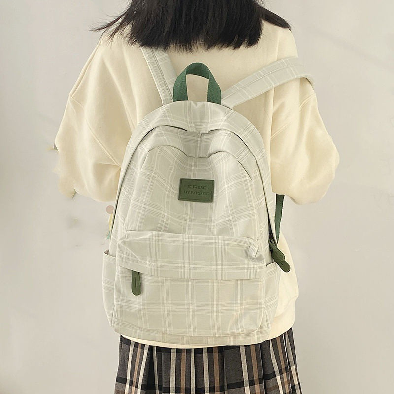 Simple Plaid Large-capacity Schoolgirl Backpack