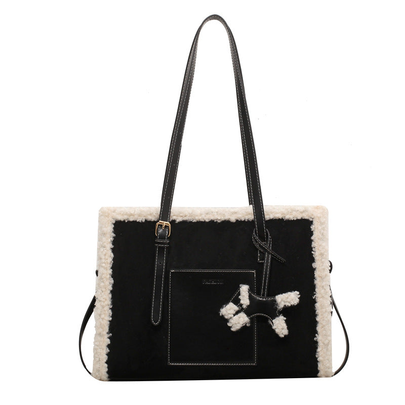 Lamb Fleece Frosted Leather Velvet Generous Bag