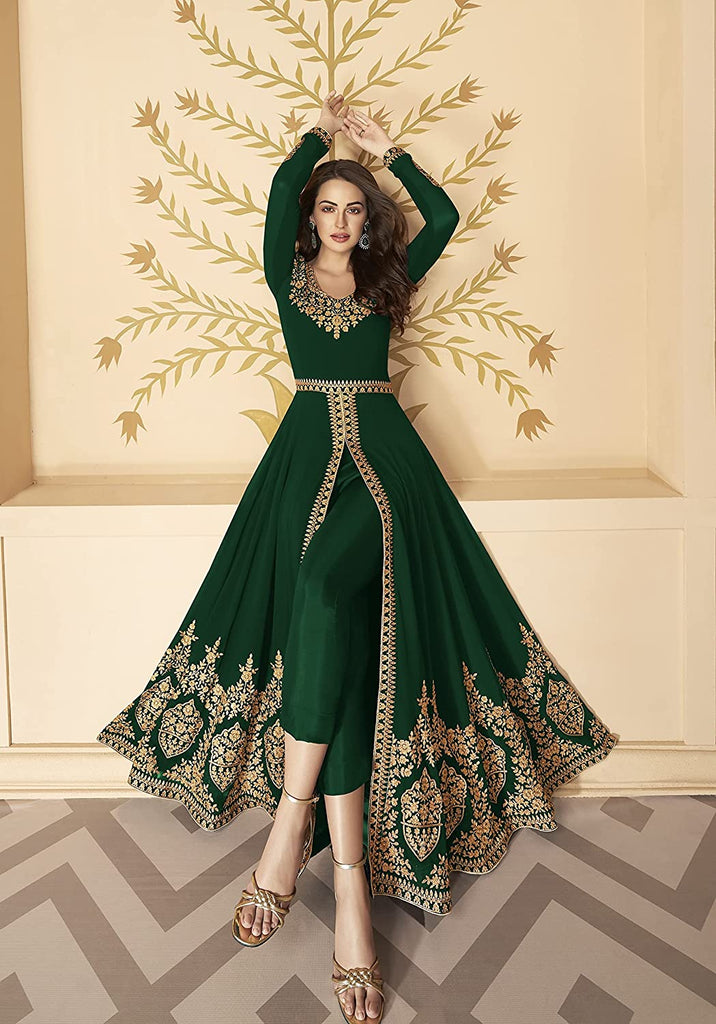 Women Georgette Dupatta Embroidered Front Slit Anarkali Dress WITH HAND WORK MADE IN INDIA FROM INDIA WHOLESALE DROPSHIPPING WEDDING DRESS PARTY DRESS FREE SIZE BEAUTIFULL EMBROIDERY HIGH GRADE