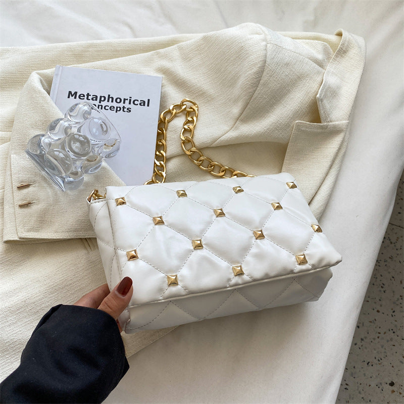 Rivet Chain Bag Textured Portable Shoulder Small