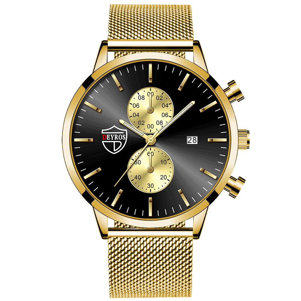 Fashion Mesh Strap Men's Calendar Watch Luminous Quartz