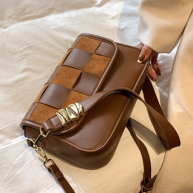Fashion Autumn And Winter Matte Woven Messenger Texture Small Square Bag