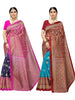 Combo Pack Of 2 - Women's Printed Poly Silk Saree With Blouse Indian Traditional Saree Wedding Dress Handmade Famous Actress Style Party Wear Free Size  Ethenic Wear Clothes For Women