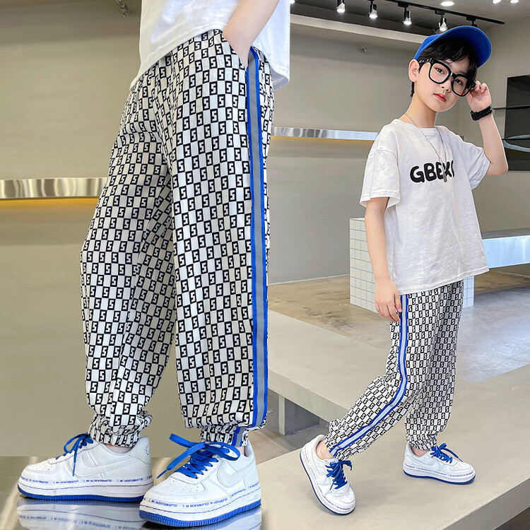 Boys Casual Stitching Design Straight Leg Denim Pants