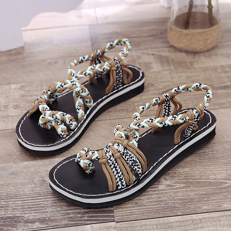 Plus Size Women Fashion Boho Flat Slip On Sandals