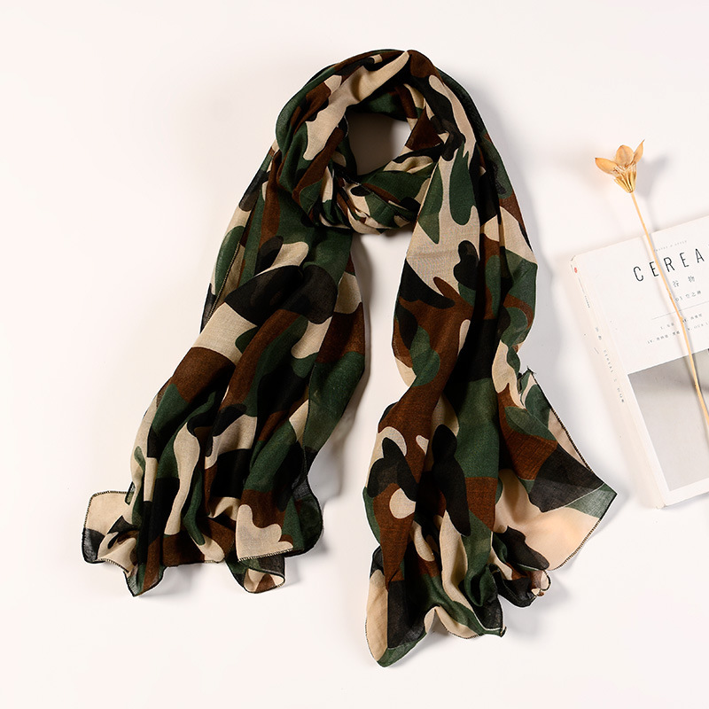 Women Autumn And Winter Cotton Linen Camouflage Graphic Scarf (2 sets)