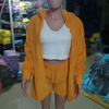 S-3XL 3 Pcs/Sets Solid Tank Top Long-Sleeve Coat And Shorts Plush Set