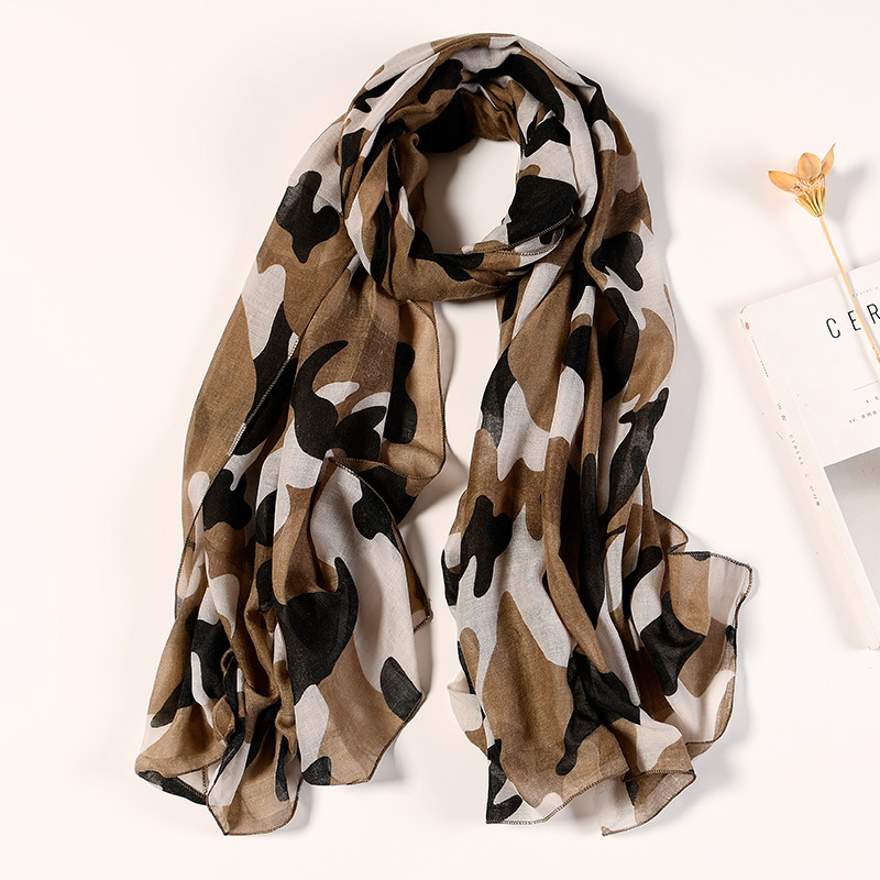 Women Autumn And Winter Cotton Linen Camouflage Graphic Scarf (2 sets)