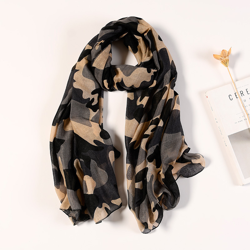 Women Autumn And Winter Cotton Linen Camouflage Graphic Scarf (2 sets)