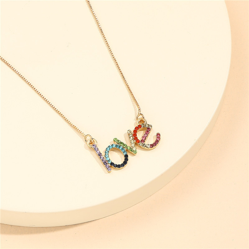 Children Kids Toddlers Rainbow Letter Love Necklace