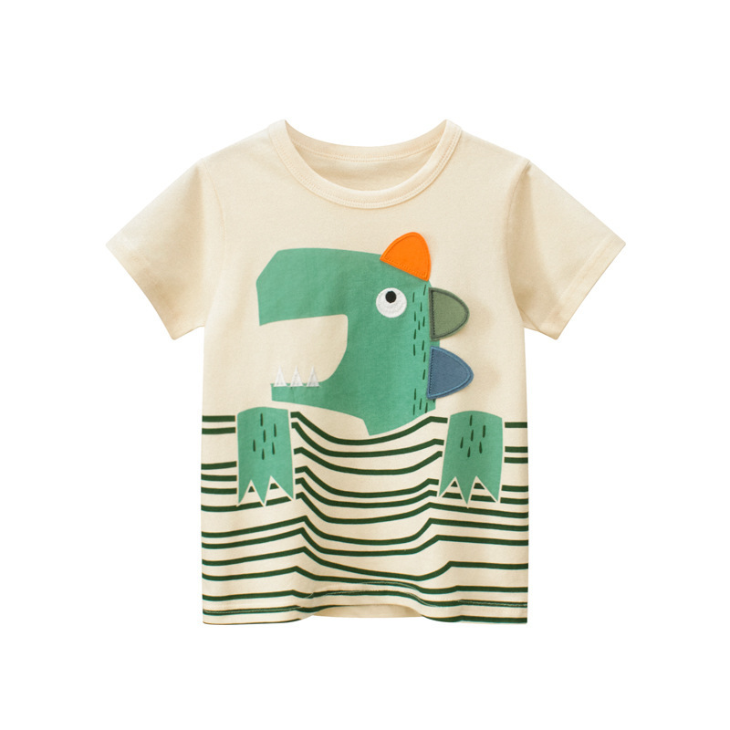 Kids Boys Casual Dinosaur Pattern Round Neck Short Sleeve Basic T-Shirt