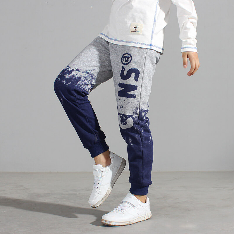 Boys Casual Letter Pattern Drawstring Waist Pocket Jogger Pants