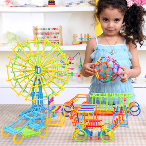 800pcs/Set DIY Geometric Plug Puzzle Plastic Building Blocks Toys