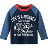 Boys Basic Cartoon Airplane Letter Round Neck Long Sleeve T-Shirt SKU: 35BDDB3 Min.Order: 1