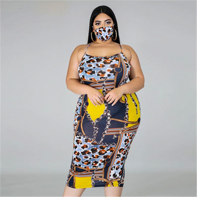 Women Fashion Plus Size Leopard Printed Dress