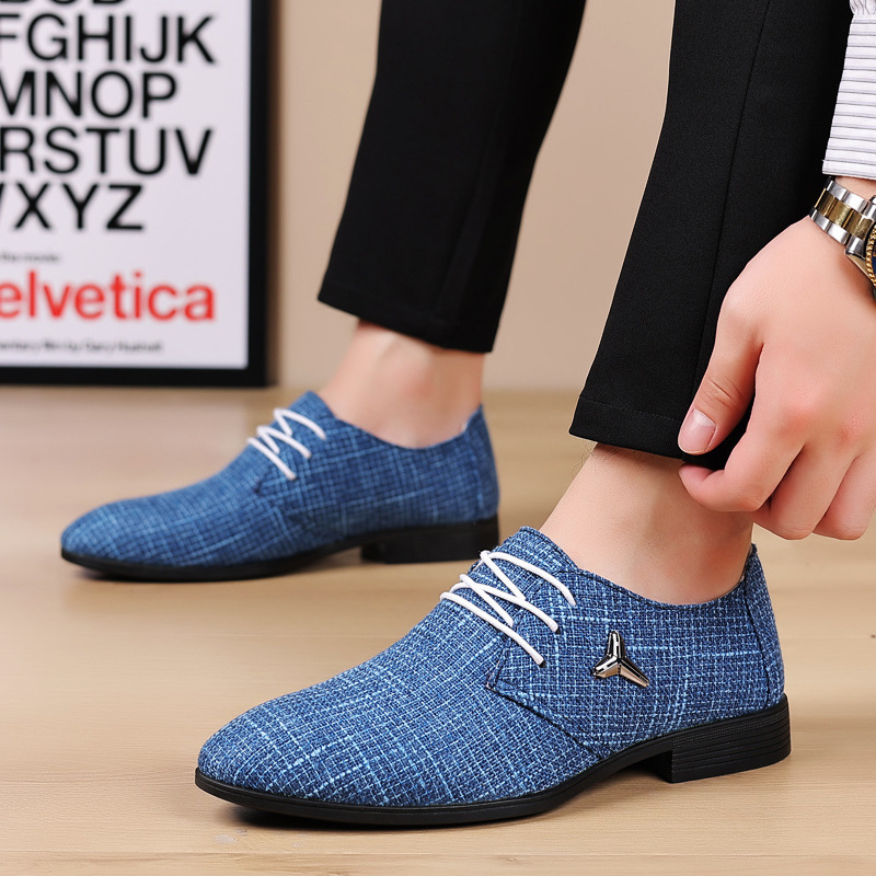 Men Casual Large Size Plaid Cloth Breathable Shoes