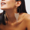 Fashion Rhinestone Decor Tassel Earrings