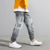 Boys Casual Letter Pattern Pocket Drawstring Waist Pants