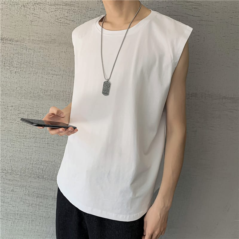 Men Solid Color Round Neck Tank Top