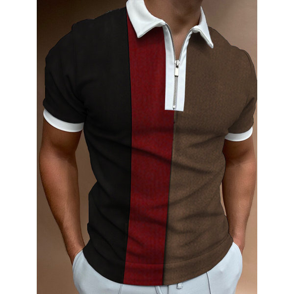 Men Fashion Lapel Stripe Polo Shirt