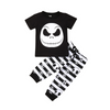 Kids Toddler Boy Fashion Skull Short Sleeve Stripe Pants Set