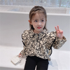 Kids Girls Sweet Floral All Over Print Lapel Long Sleeve Ruffled Blouse