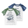 Boys Basic Cartoon Car Letter Round Neck Short-Sleeved T-Shirt