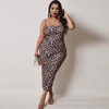 Women Sexy Plus Size Leopard Printing Slip Dress