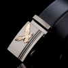 Men Fashion Eagle Pattern Automatic Buckle Layer Leather Belt