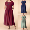 Plus Size Women'S Casual Basic Solid Color Round Neck Short Sleeve Maxi Dress