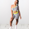 Women Fashion Striped One-Shoulder Crop Top And Tight Shorts Sports Two-Piece Sets